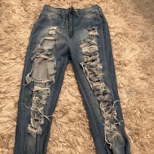 High Waisted Ripped Stretchy Jeans
